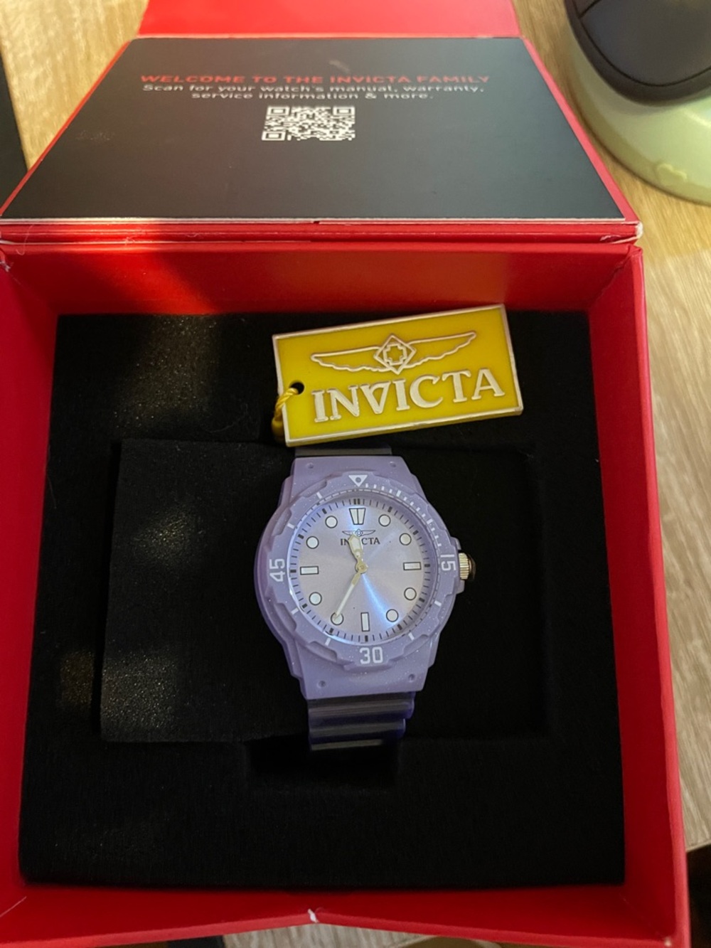 Invicta Lavender Silicone Dive Watch with Silver Dial